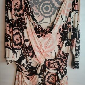 Worthington Floral Top in Pink and Gray